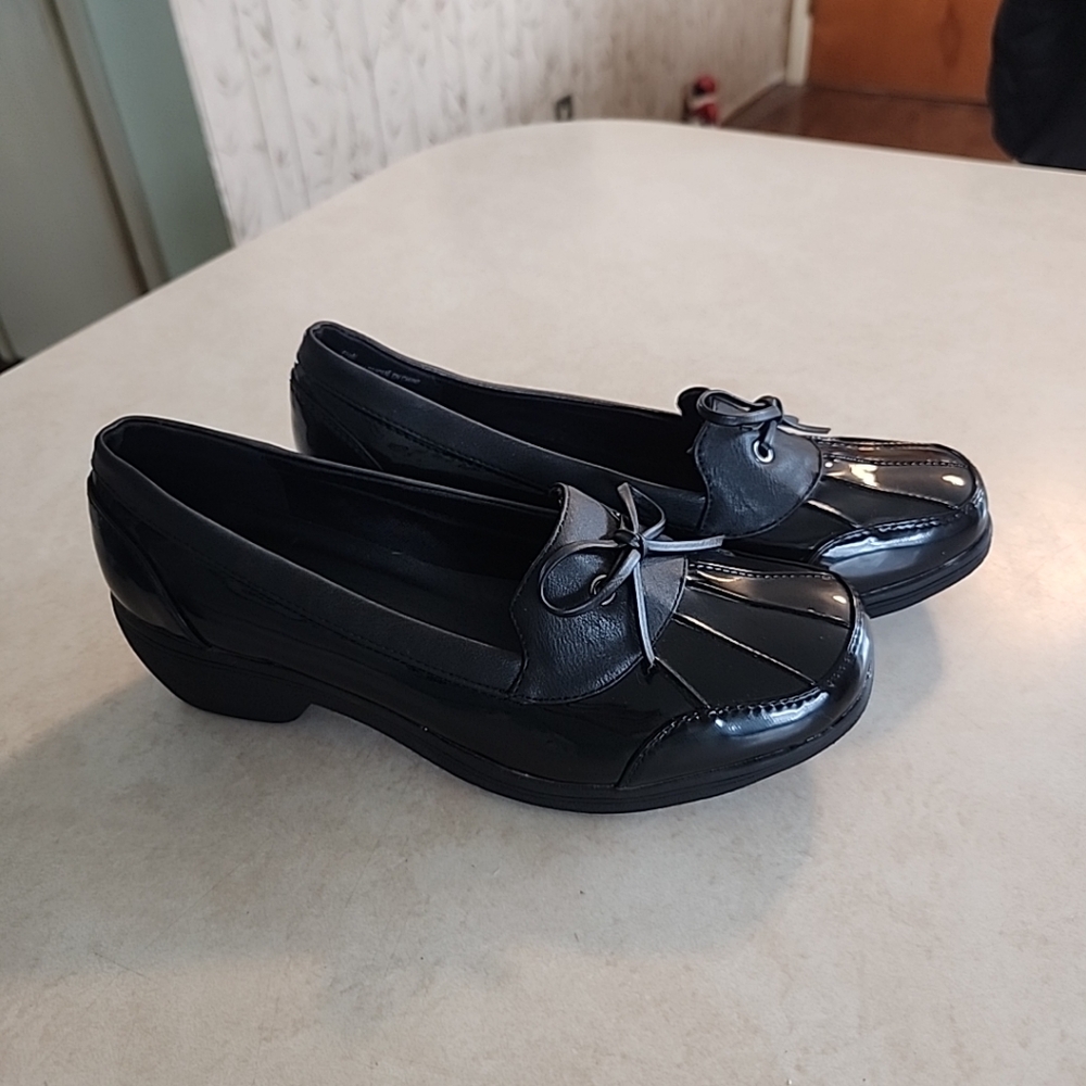 NEW Wanderlust Women's Sz 6.5W Black Vegan Patent Leather Topsider Duck Shoes - Picture 3 of 11